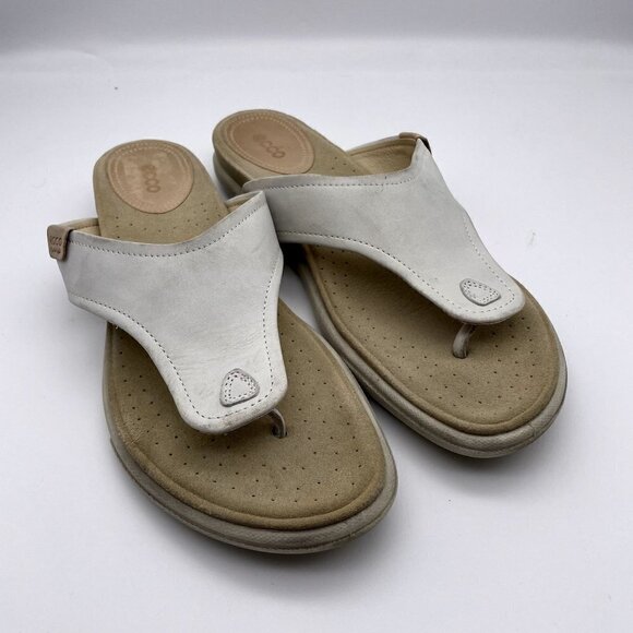 Ecco Women's SZ 8 Slip-On Sandals White & Beige - Picture 1 of 5